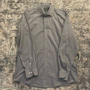 Ralph Lauren Grey Button Down Shirt Slim Fit Non-Iron 16.5 - 34/35